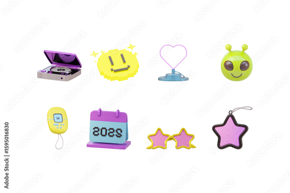 Fototapete 3d rendered modern playful retro nostalgic object isolated decorative element