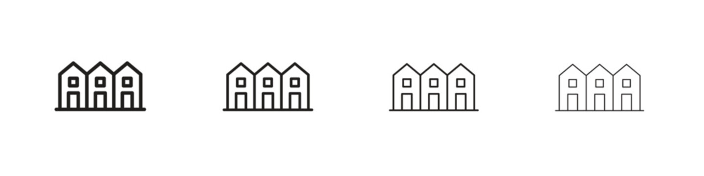 Terraced Houses icon vector illustration. EPS 10 editable vector.