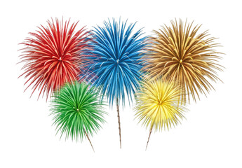 Fototapeta premium Colorful fireworks display with red, blue, green, yellow bursts