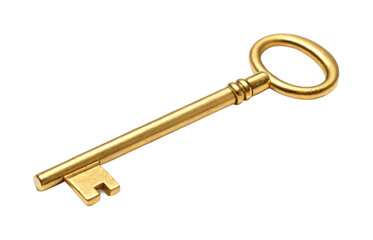 Antique gold skeleton key with round handle