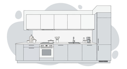 Kitchen with modern cabinets and appliances for home design