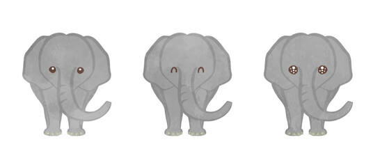 Cute male Elephant illustration set