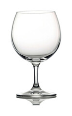 Clear empty wine glass with elegant curve and reflection