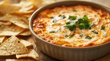 Baked Bean Dip with Tortilla Chips