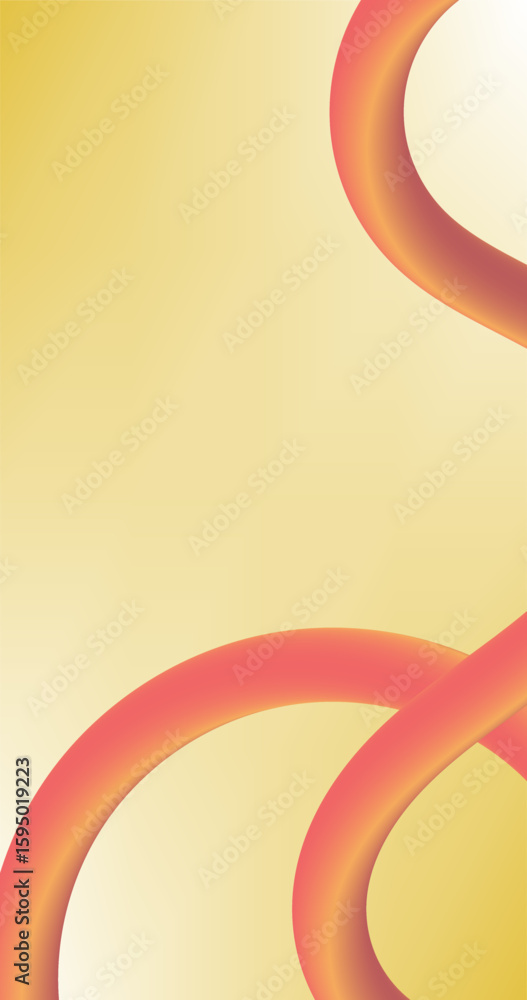 Aufkleber vertical gradient gold abstract background with curved lines and waves in orange and yellow gradient