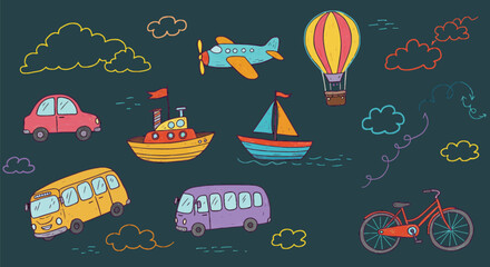 hand drawn vector illustration set of easter elements