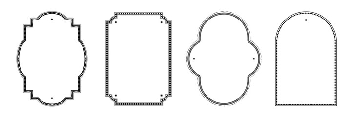 Vintage decorative ruled decorative frame set. Elegant retro design label vector illustration for wedding invitations, restaurant menu tables, delivery frames.