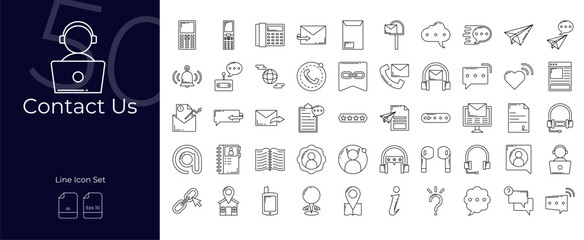 Contact Us Line Editable Icons set. Vector illustration in modern thin line style of Contact Us icons: call, support, service, etc