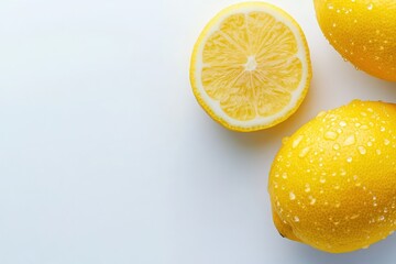 Fresh lemons background with copy space for use in healthy food