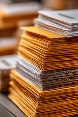 Naklejka premium close-up photo of neat stack of government documents or reports related to financial regulation carefully arranged