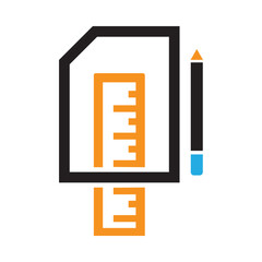 Ruler, pencil, pen, ruler and pencil icon
