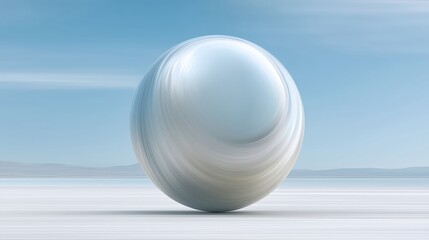 Smooth pearly sphere on a reflective surface