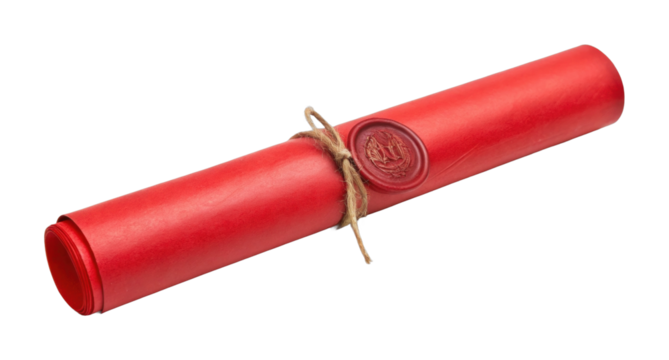 Red scroll with wax seal and twine