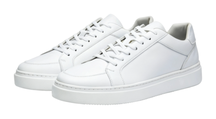 Sleek white leather sneakers with casual sporty design