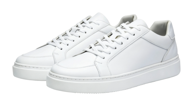 Sleek white leather sneakers with casual sporty design
