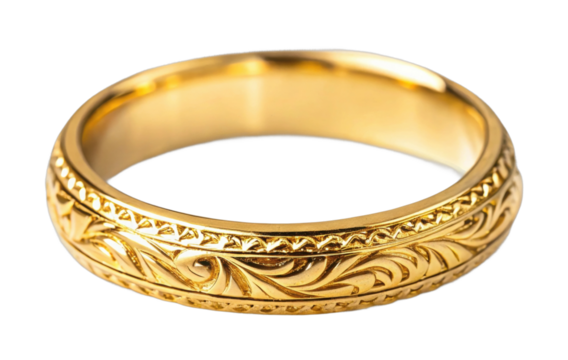 Ornate gold ring with intricate carvings