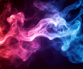 Obraz premium Abstract artwork showcasing swirling, colorful smoke against a dark background, creating a dynamic visual effect.
