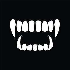 Vampire's teeth flat vector illustration on black background
