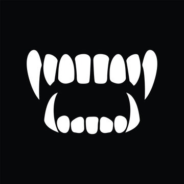 Vampire's teeth flat vector illustration on black background