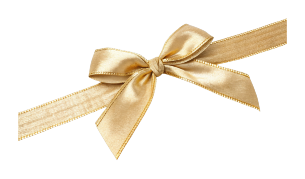 Elegant gold ribbon bow for gift wrapping and decorations - Powered by Adobe