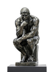 Obraz premium Bronze sculpture of pensive seated male figure in classical style