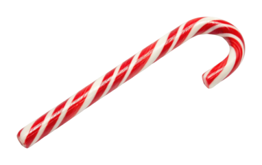 Classic peppermint candy cane with red and white stripes