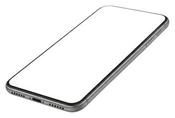 Modern Dark Gray Smartphone Mockup with Blank White Screen Display isolated PNG with Transparent Background