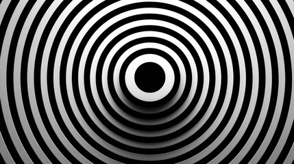 Obraz premium Black and white wallpaper featuring bold concentric circles and rings creating a hypnotic optical effect.