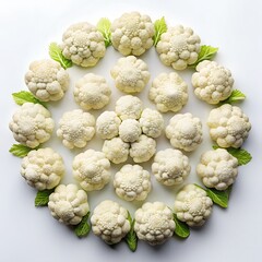 Obraz premium Cauliflower Florets Minimalist Food Photo on White Background