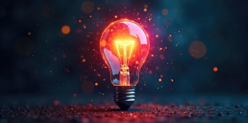 A lightbulb bursts with vibrant, colorful light rays, symbolizing innovation and creative breakthroughs Perfect for concepts of inspiration, ingenuity, and problem-solving , knowledge, astute