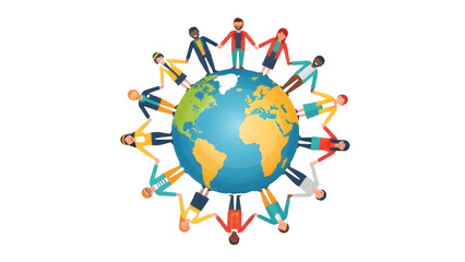 Diverse People Holding Hands Around the World - Global Unity