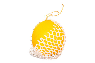 healths organic yellow fruit of canary melon or winter melon, isolated transparent background.