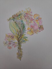 decoration with hand made drawing suing ink and pens