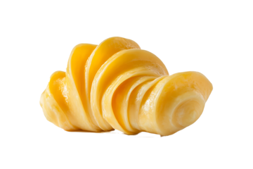 Glossy butter croissant placed elegantly on pure transparent background