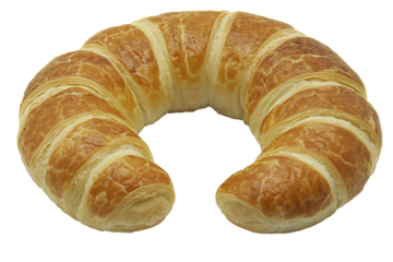 Single large croissant with perfect crescent shape, isolated on crisp transparent backdrop 