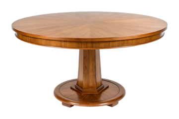 Elegant round wooden dining table with pedestal base design