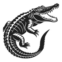 Ferocious alligator with open jaws, ready to strike