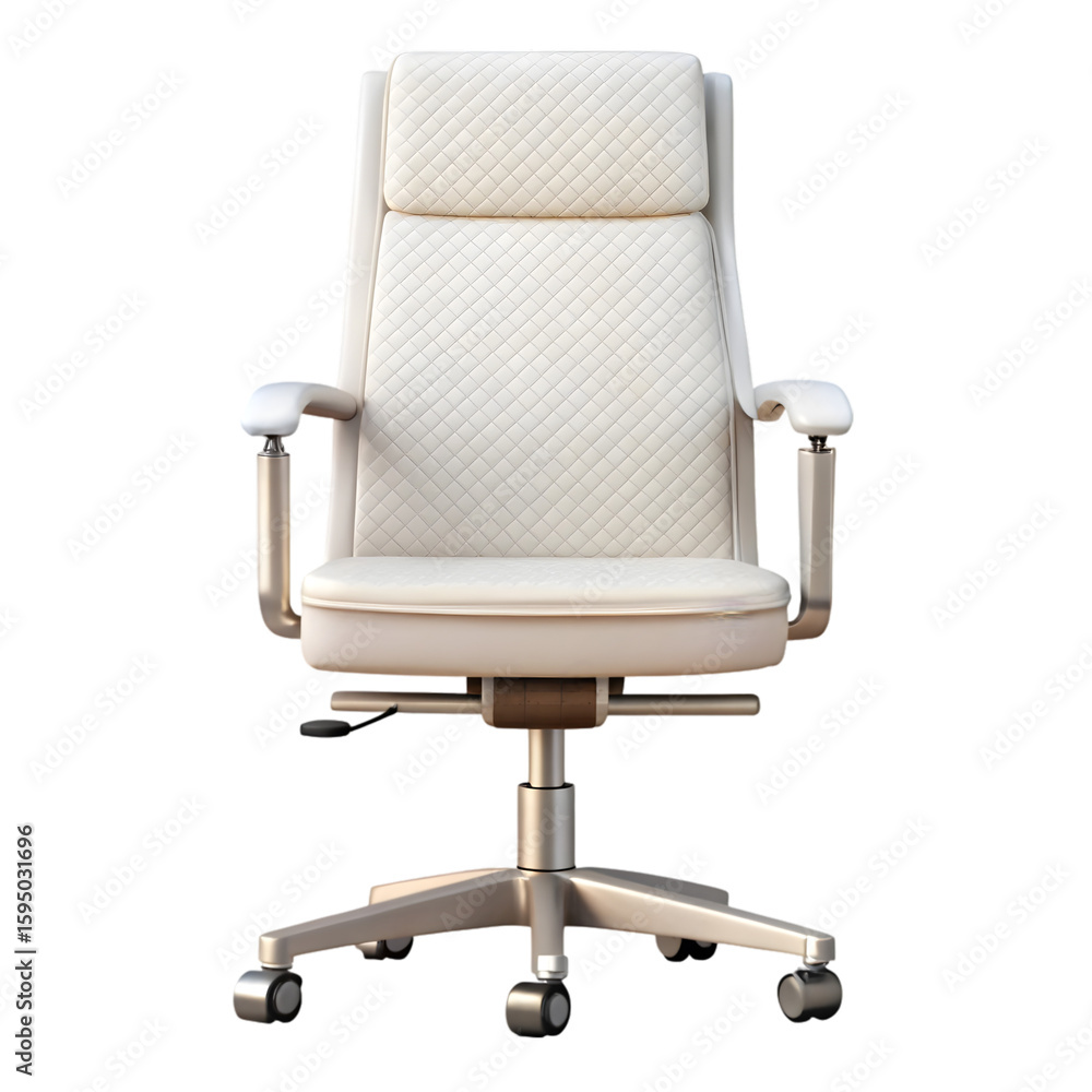 Fototapete white office chair front view 3d rendering icon illustration on transparent background for workspace