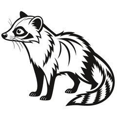 Obraz premium A stylized raccoon in profile, depicted in black and white