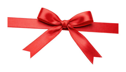 Elegant red ribbon bow with tails for gift wrapping and decorations