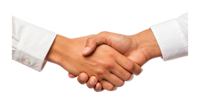 Handshake between two people demonstrating cooperation and agreement