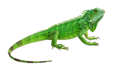 Green iguana side view with detailed scales and spikes