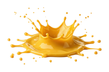 Dynamic splash of yellow liquid capturing motion and energy in mid-air