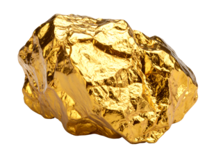 A shimmering, textured gold nugget, symbolizing wealth, luxury, and precious value.