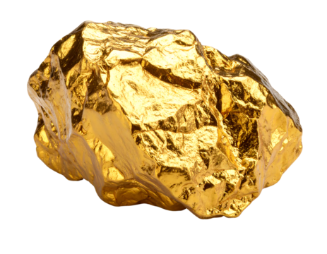 A shimmering, textured gold nugget, symbolizing wealth, luxury, and precious value.