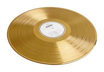 Golden vinyl record with detailed center label design