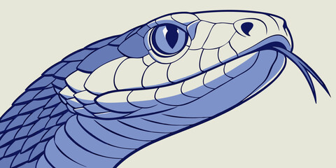 Serpent Stare: A close-up illustration of a snake, its detailed scales and piercing gaze captivating the viewer. The forked tongue adds a touch of intrigue. 