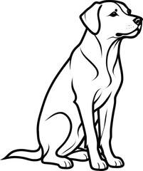 Obraz premium Sitting Dog Vector Illustration Minimalist Line Art For Pet Lovers Animal Graphics Breed Illustration Perfect For Coloring Pages Logos And Design Projects