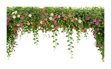 Lush floral hanging garden with an array of colorful blooms