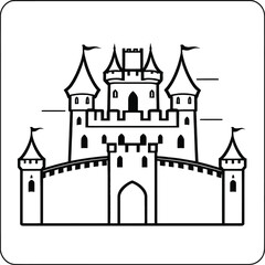 Obraz premium Minimalist Castle Illustration Fantasy Fortress Outline For Coloring Books Storybooks And Creative Projects